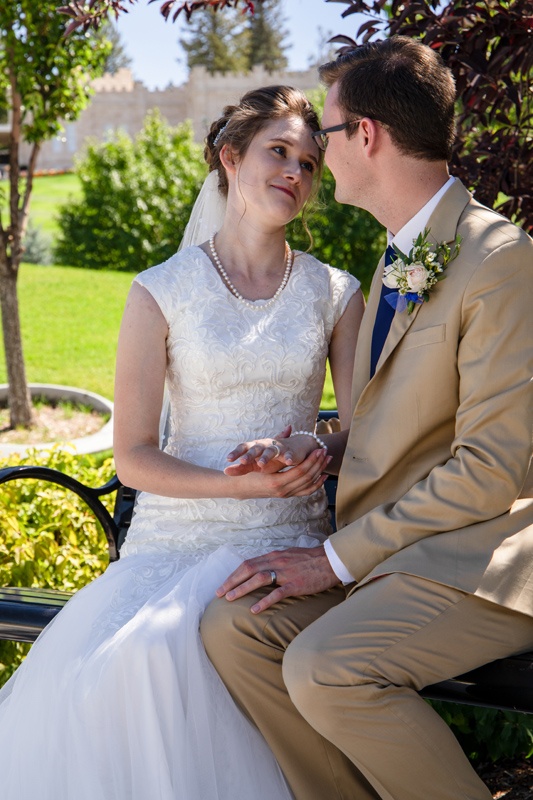 Bride and Groom at Manti Temple Utah