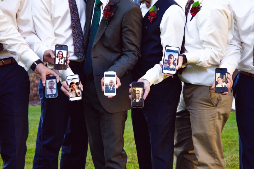 Cell Phone Wedding Pose
