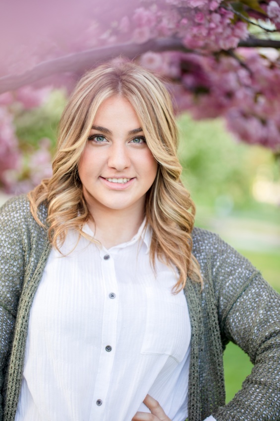 Senior portrait cherry blossom tree