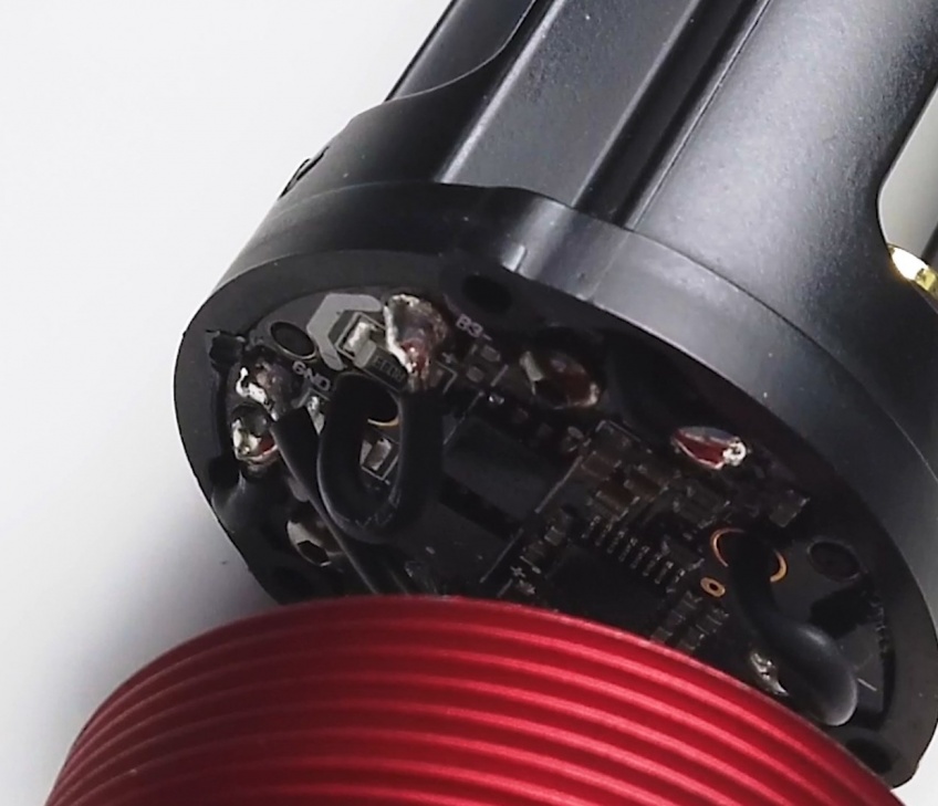 Upclose photo of fixed solder joint on Crane 2 Gimbal